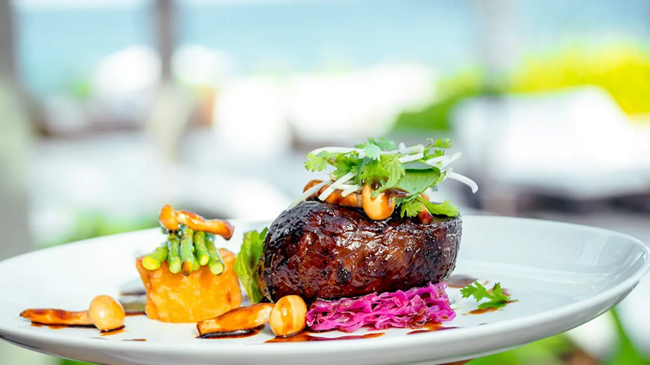 Steak dinner at a restaurant